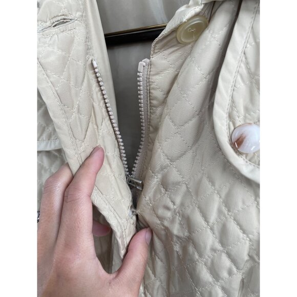 Talbots Quilted Beige Longline Jacket Womens Medium Lightweight Coat Minimalist - Picture 6 of 11